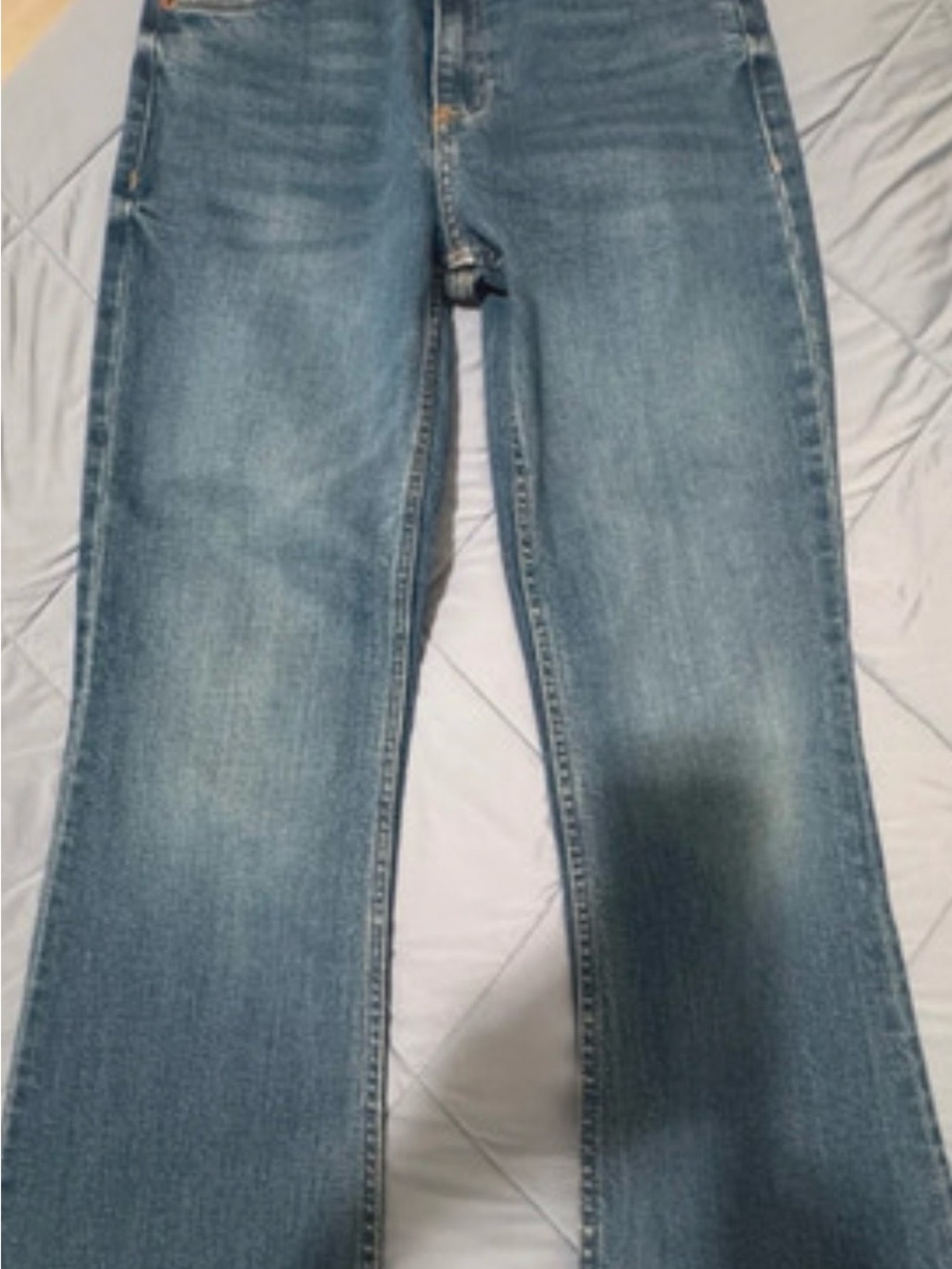 Zara Light Blue Flared Wide-Leg Jeans